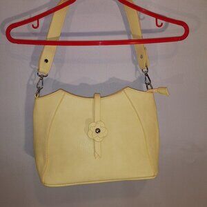 Blush Ladies Man Made Materials Yellow Zipper Closure Handbag / Shoulder Bag